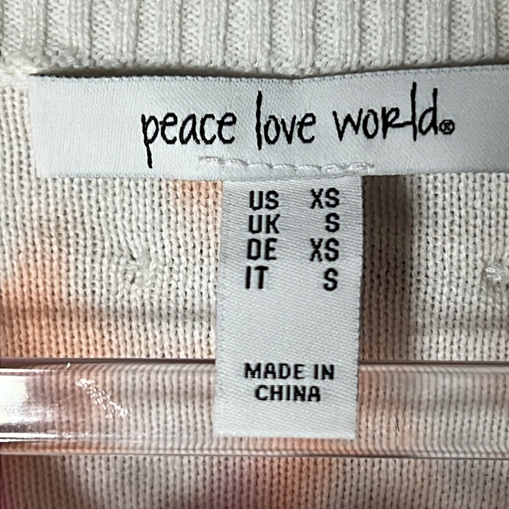 Peace Love World Gem Tie-Dye Colorful Sweater Size Xs View 6